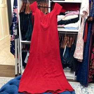 Badgley Mischka 12 Red Off-shoulder Gown